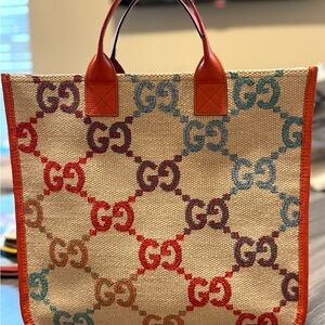 Authentic Gucci Multicolor Canvas Tote Bag